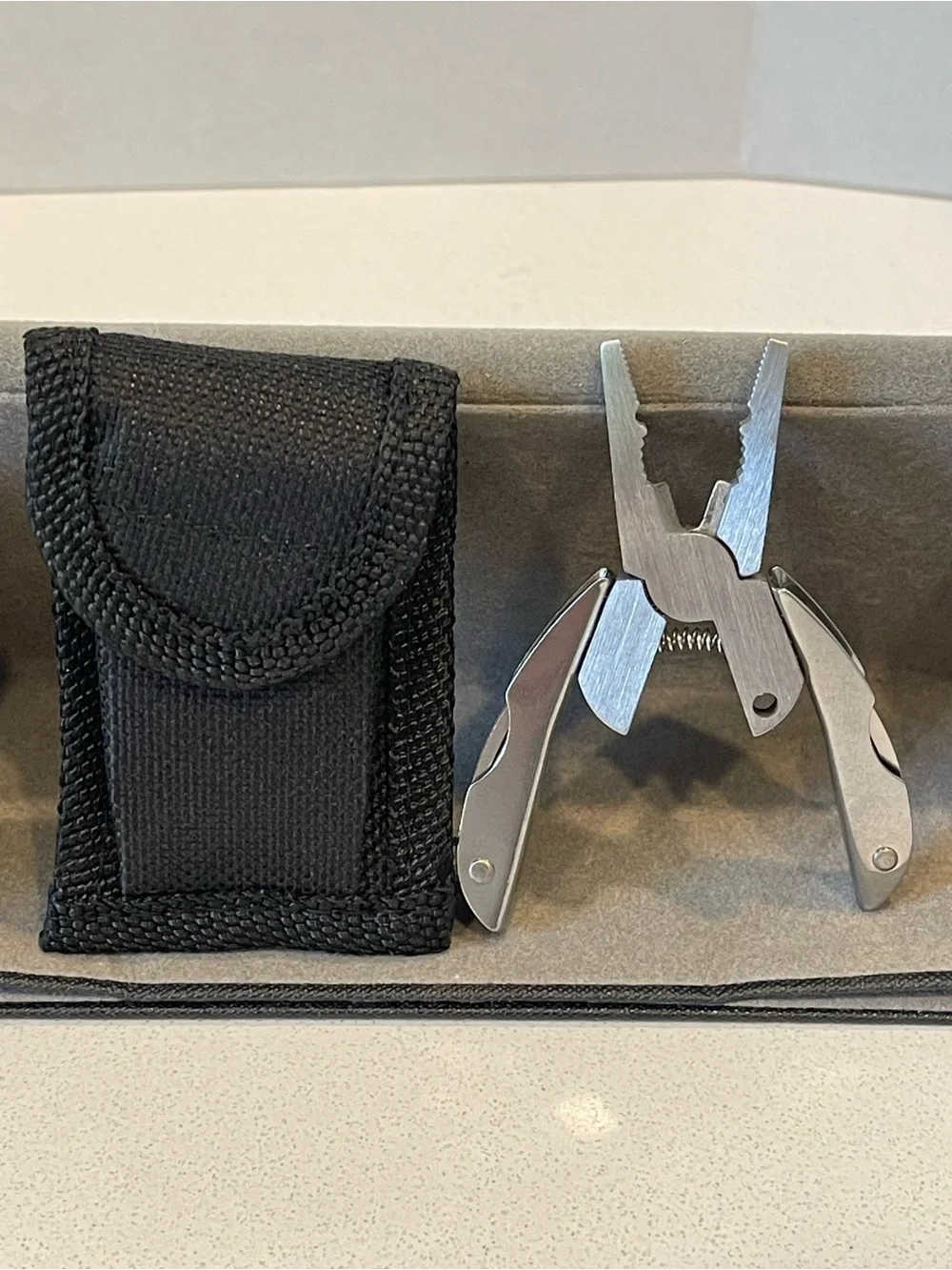 Stainless Steel Multi-Tool with Black Nylon Pouch - Men Grooming